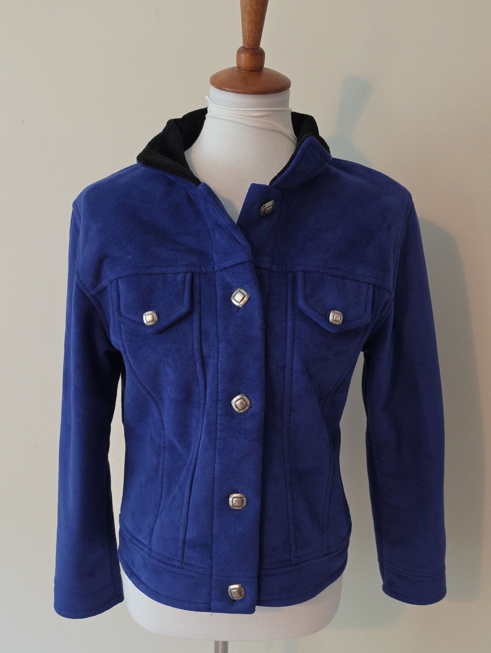 County Cheyenne Collection Blue Velvet/Suede Jacket Button Front
